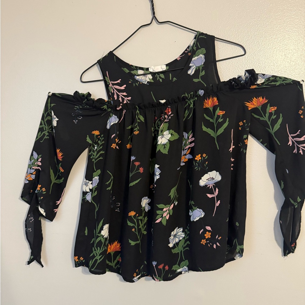 Sienna Sky Black Floral Off-Shoulder Blouse